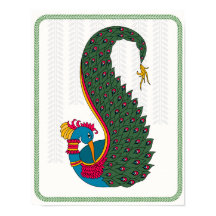 Peacock Elegantie: Madhubani Art Poster