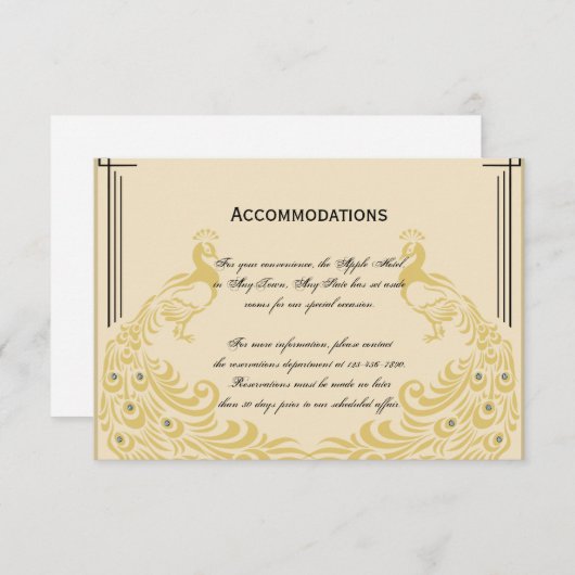 Peacock Elegantie met een Art Deco Flair Bruiloft Informatiekaartje (Voorkant / Achterkant)