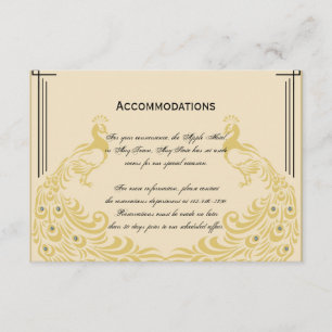 Peacock Elegantie met een Art Deco Flair Bruiloft Informatiekaartje