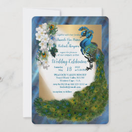 Peacock & Emerald Green Metallic Zijde & Goud Kaart