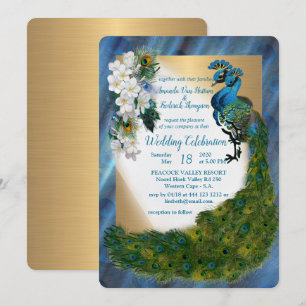Peacock & Emerald Green Metallic Zijde & Goud Kaart
