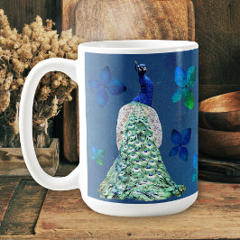 Peacock en Blauwe Bloemen met Inspirerend Gedicht Koffiemok