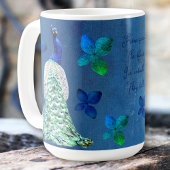 Peacock en Blauwe Bloemen met Inspirerend Gedicht Koffiemok