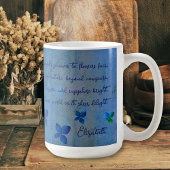 Peacock en Blauwe Bloemen met Inspirerend Gedicht Koffiemok