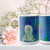 Peacock en Blauwe Bloemen met Inspirerend Gedicht Koffiemok