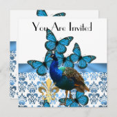 Peacock en blauwe vlinders kaart (Voorkant / Achterkant)