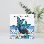 Peacock en blauwe vlinders kaart (Staand voorkant)