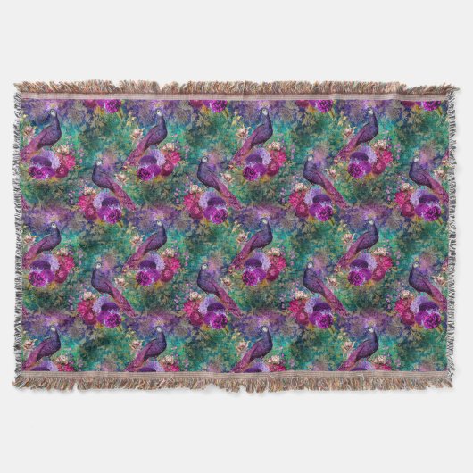 Peacock en bloemen florale vogel elegant deken (Voorkant)