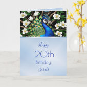 Peacock en bloemen kaart (Gele Bloem)