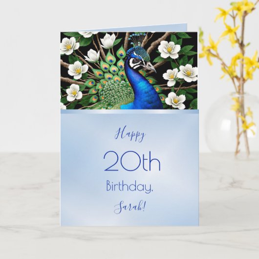 Peacock en bloemen kaart (Gele Bloem)