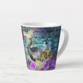 Peacock en bloemen latte mok (Rechterhoek)