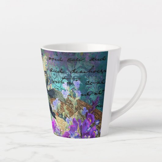 Peacock en bloemen latte mok (Rechts)