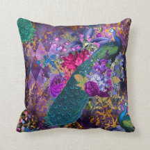 Peacock en bloemen op Paars