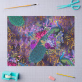 Peacock en bloemen op Paarse ontkoppeling Tissuepapier (Craft)