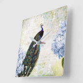 Peacock en brandkranen vierkante klok (Hoek)