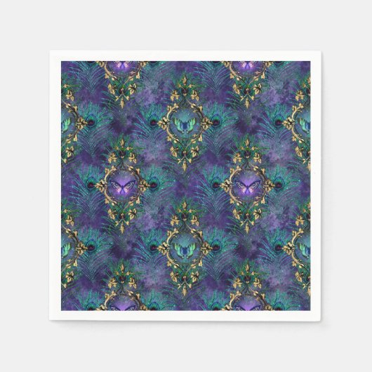 Peacock en Buttefllies Wedding Supplies Napkins Servet (Voorkant)