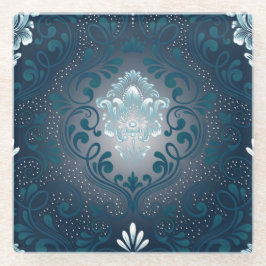 Peacock en Cyan Damask Glass Onderzetter Glazen Onderzetter