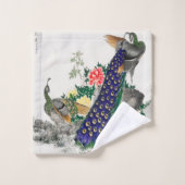 Peacock en de bloemen Japanse kunst Bad Handdoek (Wasdoekje)