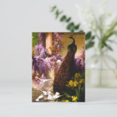 Peacock en Doves in een tuin Briefkaart (Staand voorkant)