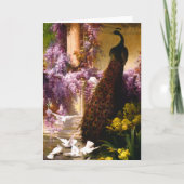Peacock en Doves in een tuin Kaart (Voorkant)