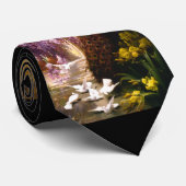 Peacock en Doves in een tuin Stropdas (Opgerold)