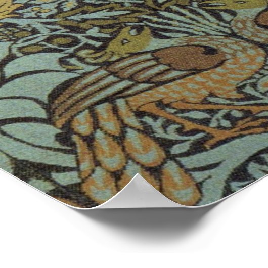 Peacock en Dragon (door William Morris) Poster (Hoek)