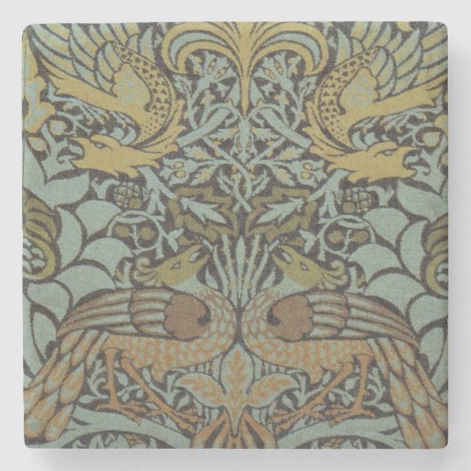 Peacock en Dragon (door William Morris) Stenen Onderzetter (Voorkant)