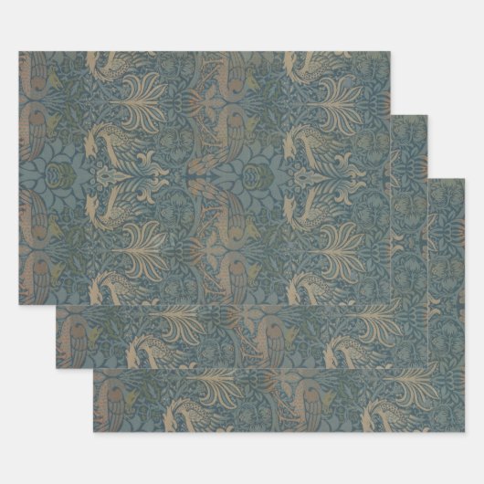 Peacock en Dragon van William Morris Inpakpapier Vel (Set)