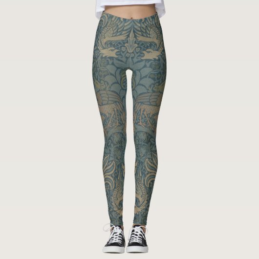 Peacock en Dragon van William Morris Leggings (Voorkant)