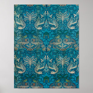 Peacock en Dragon van William Morris Poster
