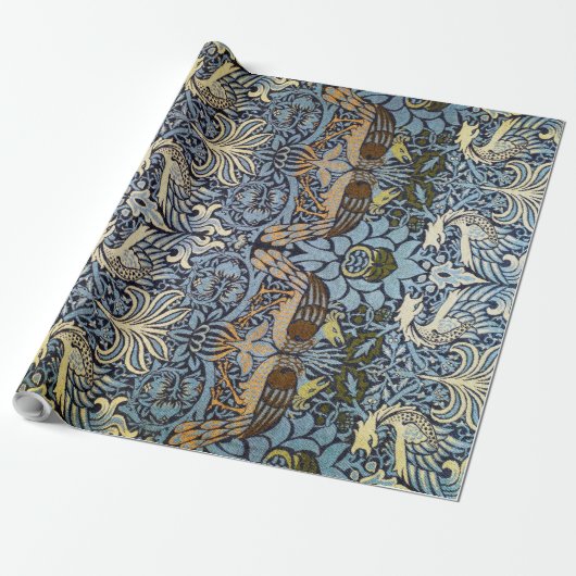 Peacock en Dragon, William Morris Cadeaupapier (Uitgerold)