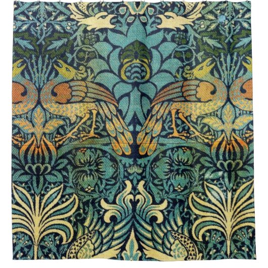 Peacock en Dragon William Morris Douchegordijn (Voorkant)