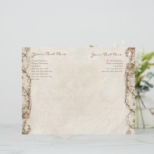 Peacock- en Etching Wedding Programme Interior (Staand voorkant)