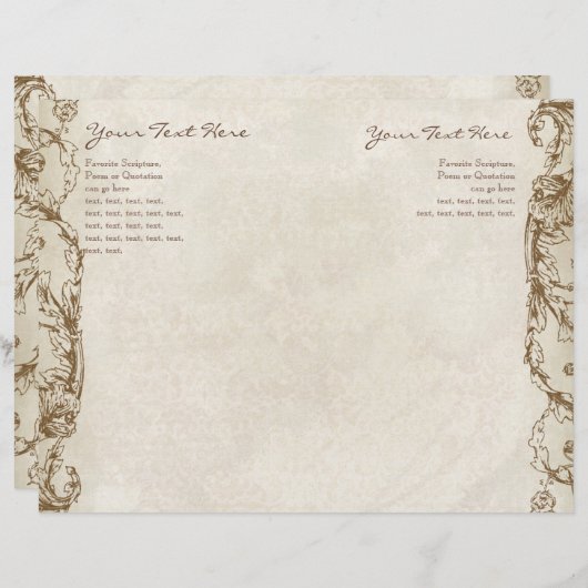 Peacock- en Etching Wedding Programme Interior (Voorkant / Achterkant)