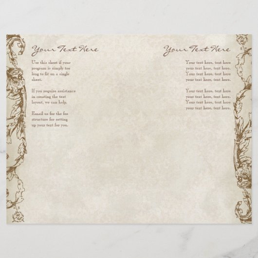 Peacock- en Etching Wedding Programme Interior (Achterkant)