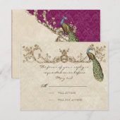 Peacock- en Etchings-RSVP-kaart RSVP Kaartje (Voorkant / Achterkant)