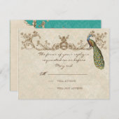  Peacock- en Etchings-RSVP-kaart RSVP Kaartje (Voorkant / Achterkant)