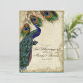 Peacock en Feathers Foral Wedding Tea Sved Kaart (Staand voorkant)