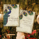 Peacock en Feathers Foral Wedding Tea Sved Kaart<br><div class="desc">PAPIERSELECTIE: Dit is te zien op basispapier, een andere geweldige keuze zou zijn "metallisch ijs", een schoon wit, gepeld grijs oppervlak. Het zou ook mooi zijn op "Champagne Metallic" linen, vilt of een van de andere keuzes. COLOR PALETTE: aqua blue, tan, royal blue, green, and roest. ONTWERP: Dit antiek ,...</div>