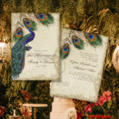 Peacock en Feathers Foral Wedding Tea Sved Kaart