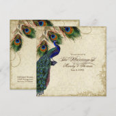 Peacock en Feathers Foral Wedding Tea Sved Kaart (Voorkant / Achterkant)