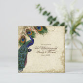 Peacock en Feathers Foral Wedding Tea Sved Kaart (Staand voorkant)