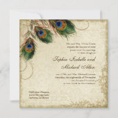 Peacock en Feathers Foral Wedding Tea Sved Kaart (Achterkant)