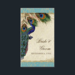 Peacock- en feetherwedtafel Soort escorte Plaatskaartje<br><div class="desc">PAPIERSELECTIE: Dit wordt getoond op "basispapier", een andere geweldige keuze zou "parel" zijn, wat een schoon wit, gepareliseerd glanzend oppervlak is. Het zou ook mooi zijn op linnen, vilt of een van de andere keuzes. KLEURENPALET: aqua blauw, tan, crème koningsblauw, groen en roest. ONTWERP: Dit zijn tafelzitplaatsen escort kaarten voor...</div>