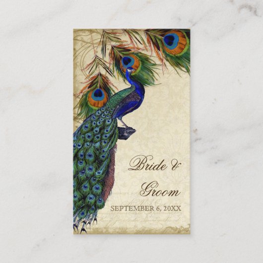 Peacock- en feetherwedtafel Soort escorte Plaatskaartje (Voorkant)