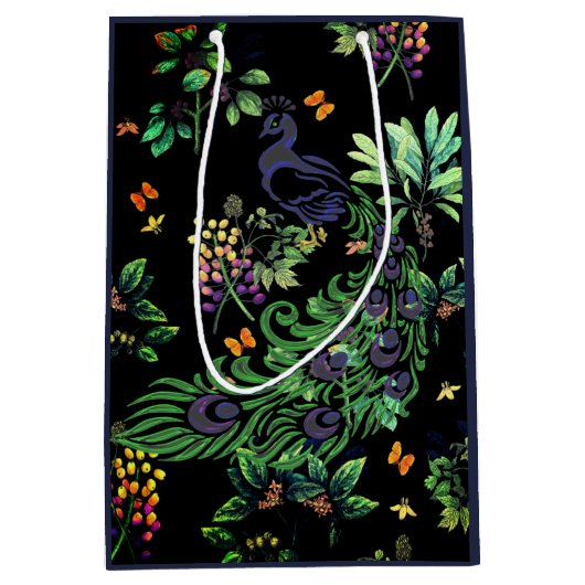  Peacock en  Floral Medium Cadeauzakje (Voorkant)