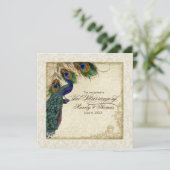 Peacock en forenformule voor het huwelijk nodigen kaart (Staand voorkant)