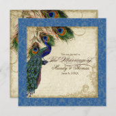 Peacock en forether Plechtige bruiloft Noite Royal Kaart (Voorkant / Achterkant)