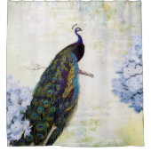 Peacock en hydrangea douchegordijn (Voorkant)