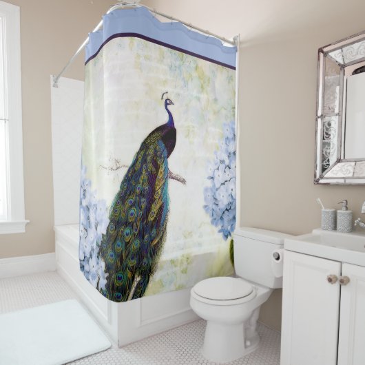  Peacock en hydrangea douchergordijn Douchegordijn (In situ)